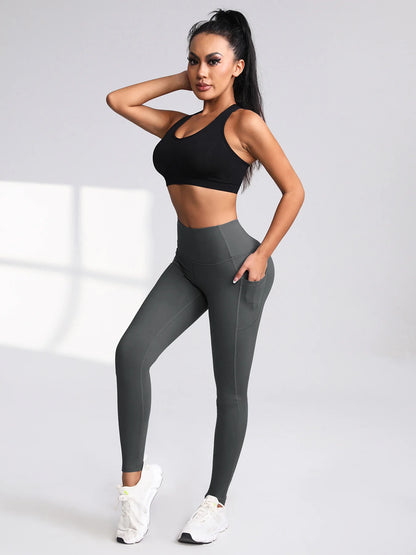 Women's Gym Leggings with Pocket Push Up High Waist Running Outdoors Sports Leggings Women Activewear Stretch Pants