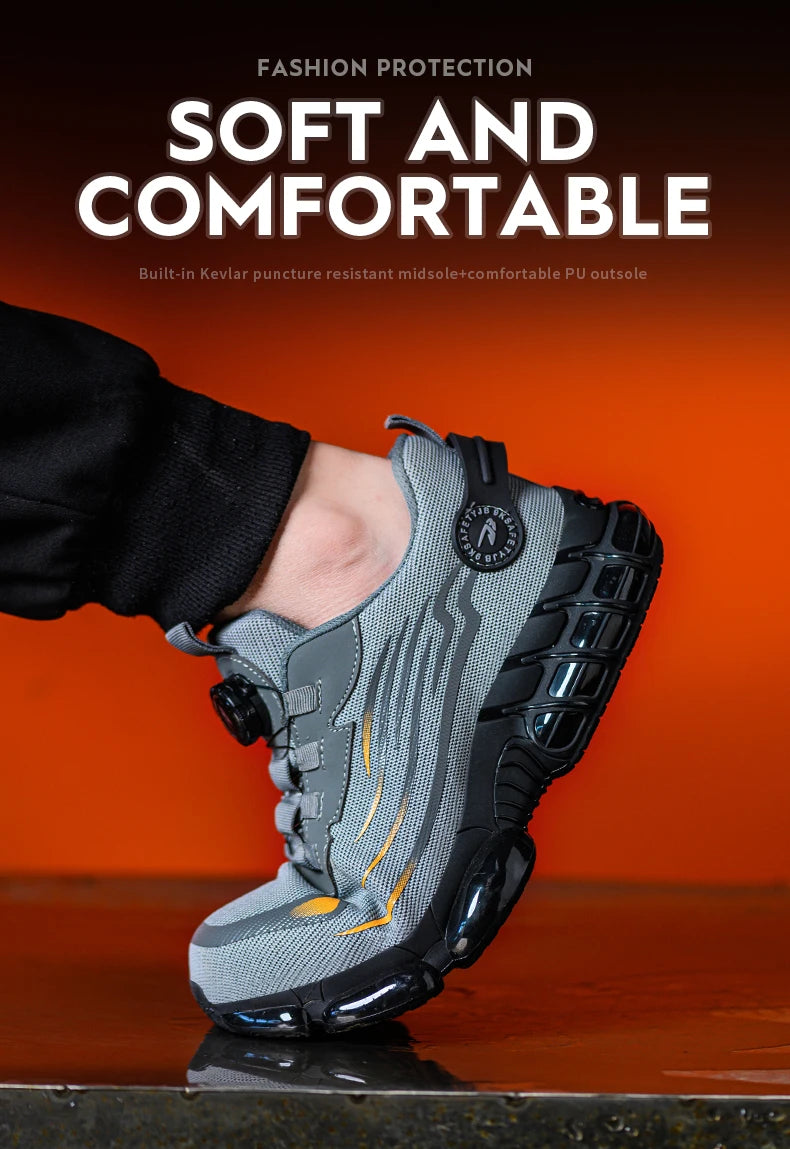 Men Sneakers Work Steel Toe Safety Protective Shoes, Puncture-Proof Anti-smash Steel Toe Boots