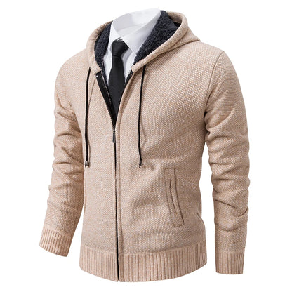 Autumn And Winter New Jersey Men's Casual Sports Coat Solid Colour Stand Collar Sweater Grab Fleece Warm Zipper Cardigan