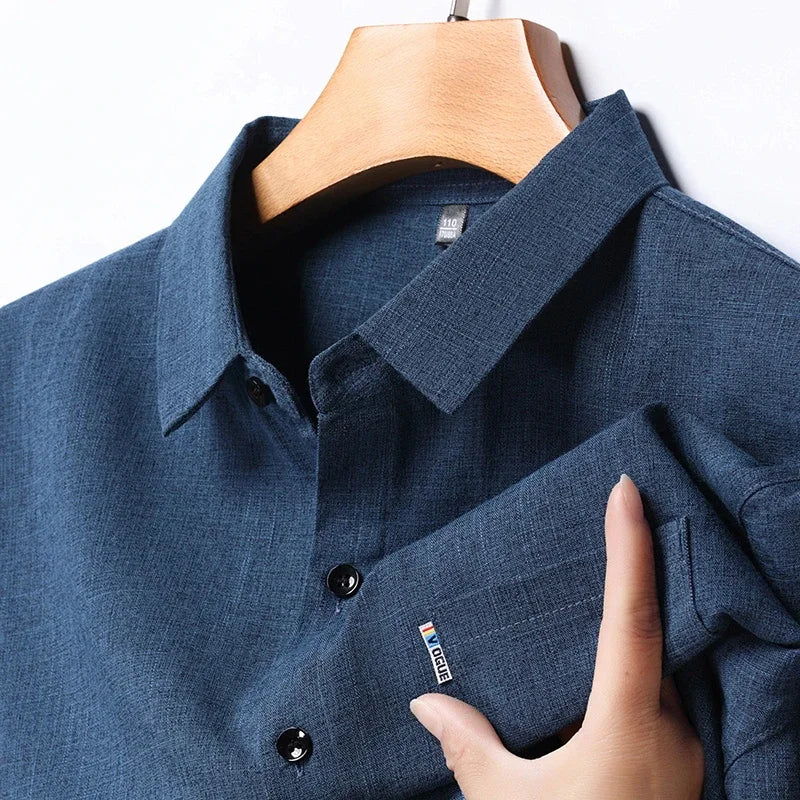 New Men's Business Casual Long Sleeved Printed Shirt with Wrinkle Resistance No Ironing Comfortable All Season Versatile Top - VaultHaus