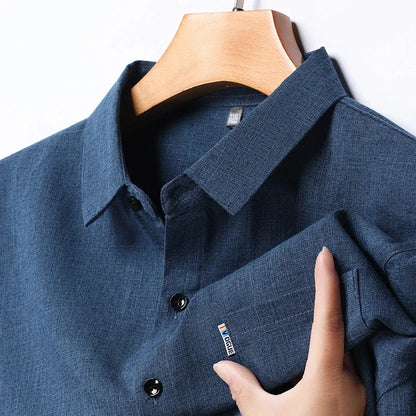 New Men's Business Casual Long Sleeved Printed Shirt with Wrinkle Resistance No Ironing Comfortable All Season Versatile Top - VaultHaus