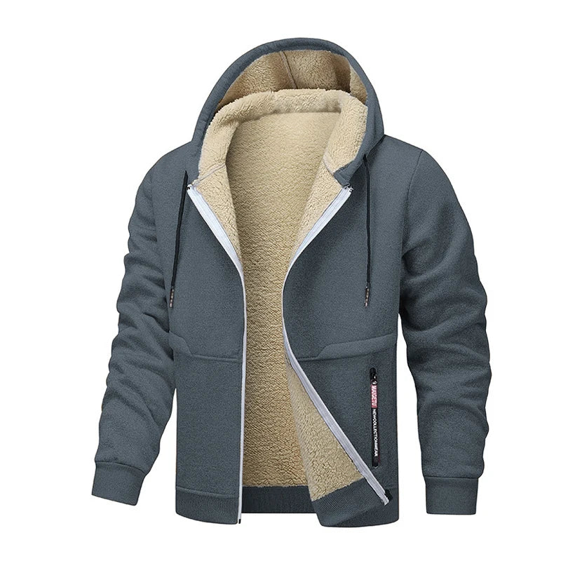 Men's Sherpa Lined Fleece Hoodie - Thick, Heavyweight Zipper Jacket
