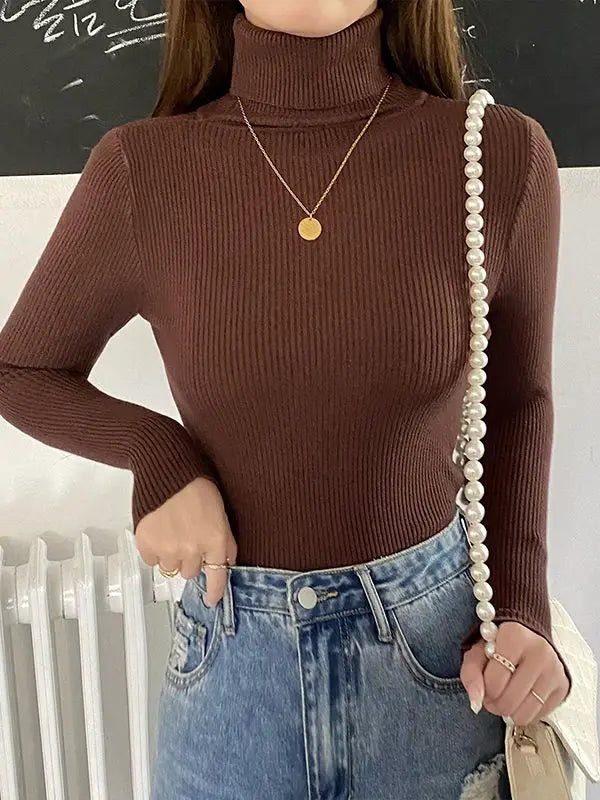 Women's Winter Fall Turtleneck Sweater Knitted Soft Pullovers Cashmere Jumpers Basic Soft Sweaters For Women 2024 Autumn Winter