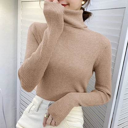 Women's Winter Fall Turtleneck Sweater Knitted Soft Pullovers Cashmere Jumpers Basic Soft Sweaters For Women 2024 Autumn Winter