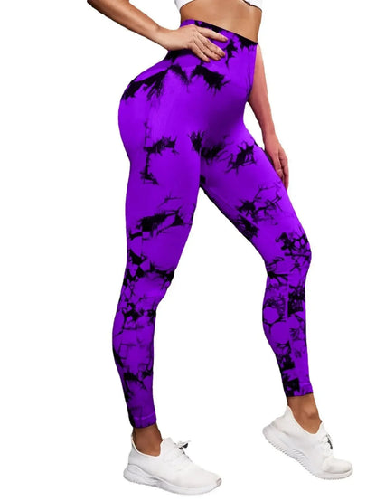 Neu Tie Dye Yoga Hosen Sport Leggings Frauen Nahtlose Hohe Taille Push-Up Frau Strumpfhosen Fitness Workout Leggins