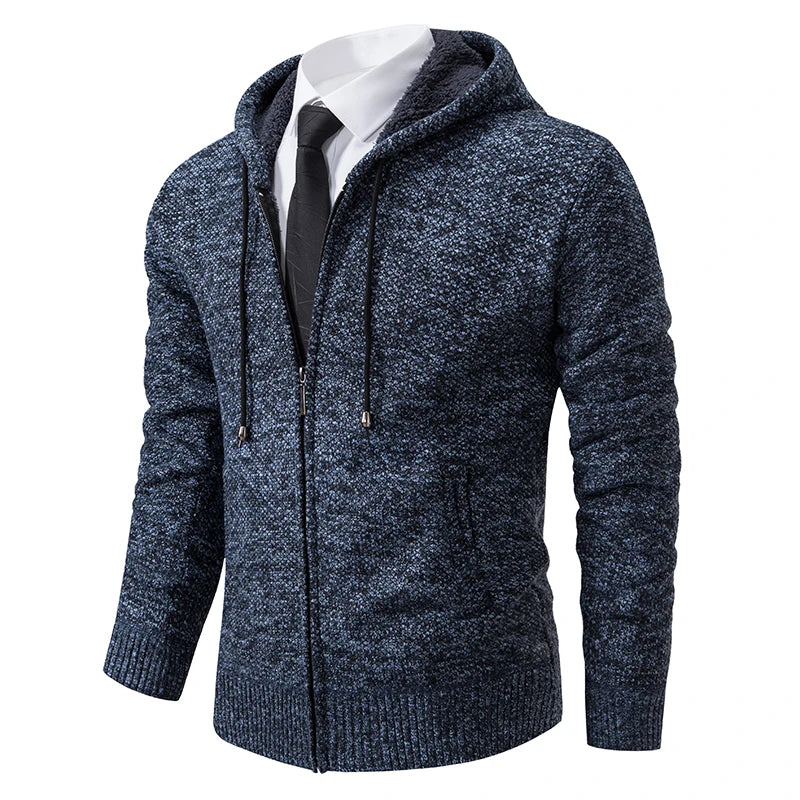 Autumn And Winter New Jersey Men's Casual Sports Coat Solid Colour Stand Collar Sweater Grab Fleece Warm Zipper Cardigan