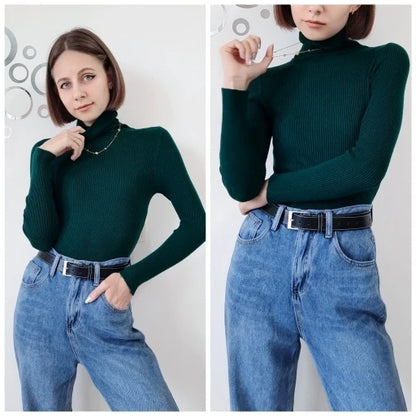 Women's Winter Fall Turtleneck Sweater Knitted Soft Pullovers Cashmere Jumpers Basic Soft Sweaters For Women 2024 Autumn Winter