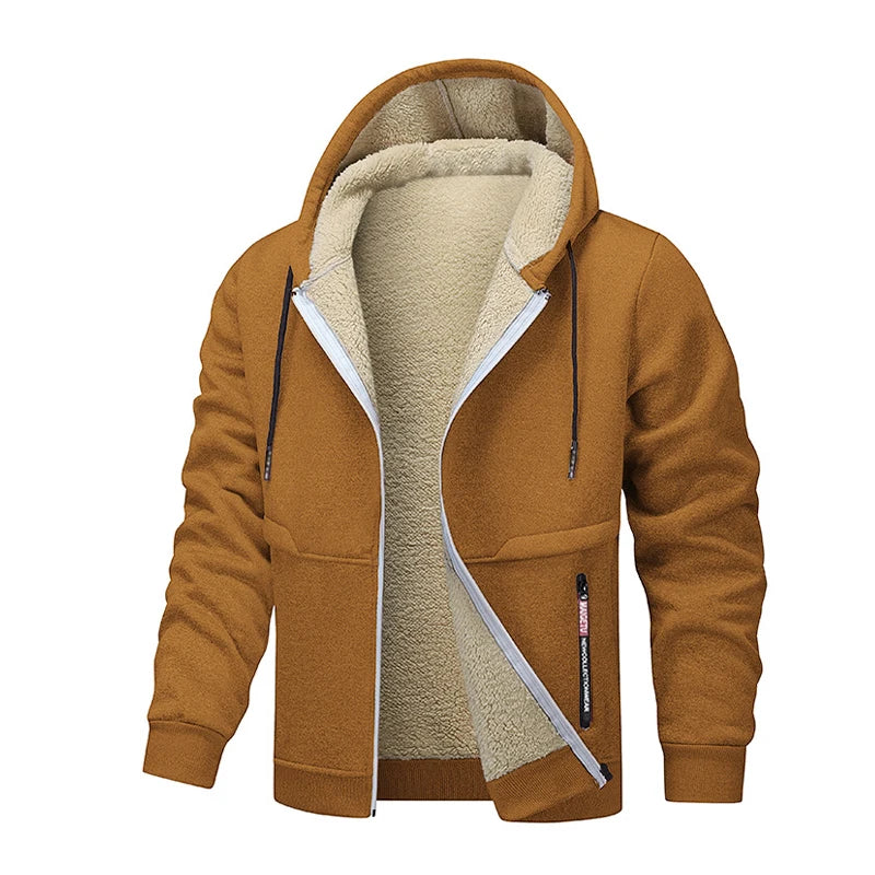 Men's Sherpa Lined Fleece Hoodie - Thick, Heavyweight Zipper Jacket