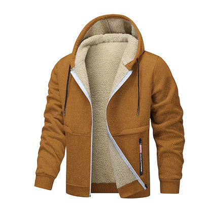 Men's Sherpa Lined Fleece Hoodie - Thick, Heavyweight Zipper Jacket
