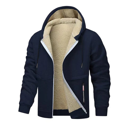 Men's Sherpa Lined Fleece Hoodie - Thick, Heavyweight Zipper Jacket