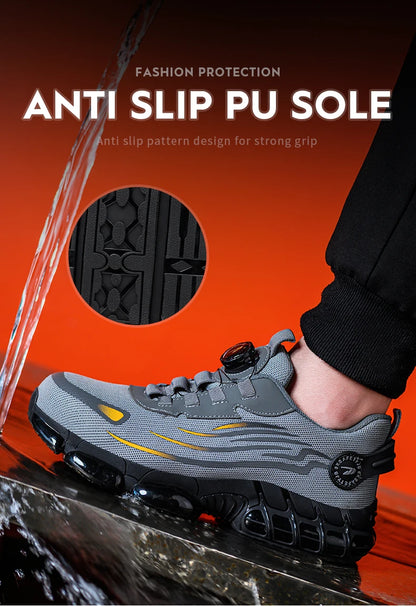 Men Sneakers Work Steel Toe Safety Protective Shoes, Puncture-Proof Anti-smash Steel Toe Boots