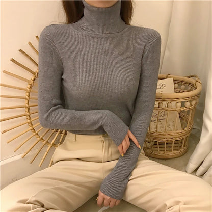 Women's Winter Fall Turtleneck Sweater Knitted Soft Pullovers Cashmere Jumpers Basic Soft Sweaters For Women 2024 Autumn Winter