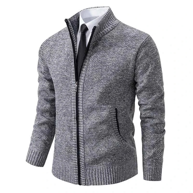 Solid Color Men's Fleece Sweater - Stylish Comfort