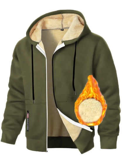 Men's Sherpa Lined Fleece Hoodie - Thick, Heavyweight Zipper Jacket
