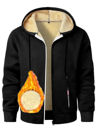 Men's Sherpa Lined Fleece Hoodie - Thick, Heavyweight Zipper Jacket