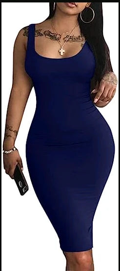 Summer Sexy Tank Top Dress European and American Plus Size Women's Sleeveless Midi Dress