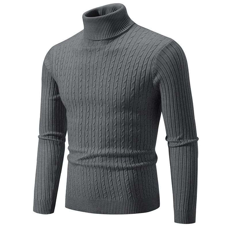 New Men's High Neck Sweater Solid Colour Pullover Knitted Warm Casual Turtleneck Sweatwear Woolen Mens Winter Outdoor Tops