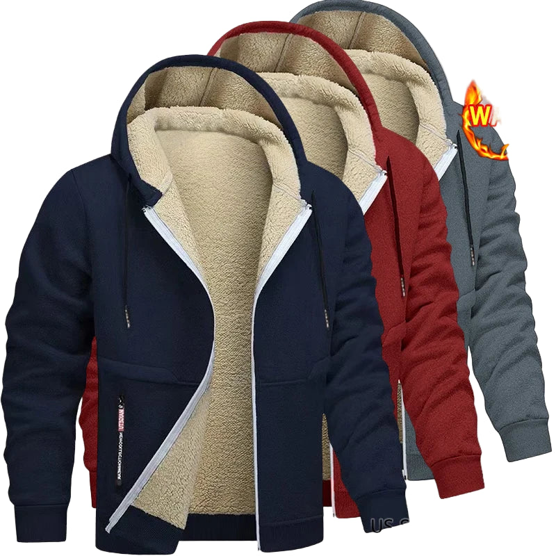 Men's Sherpa Lined Fleece Hoodie - Thick, Heavyweight Zipper Jacket