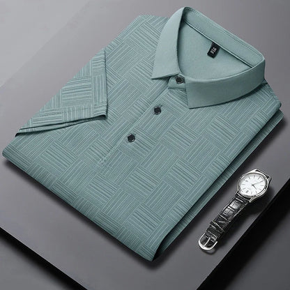 2025 Men's New Printed Business Casual Short sleeved POLO Shirt Fashion Short sleeved Comfortable and Breathable Top - VaultHaus