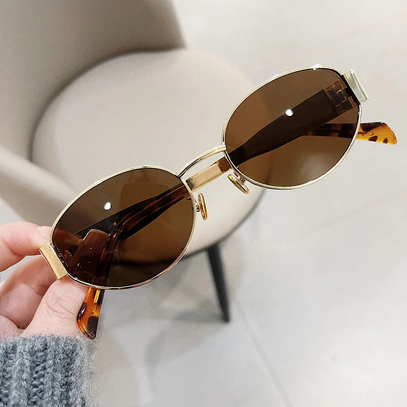 Fashion Oval Sunglasses Women Retro Trend Outdoor Metal Sun Glasses High Quality Classic Men Luxury Brand Eyewear UV400