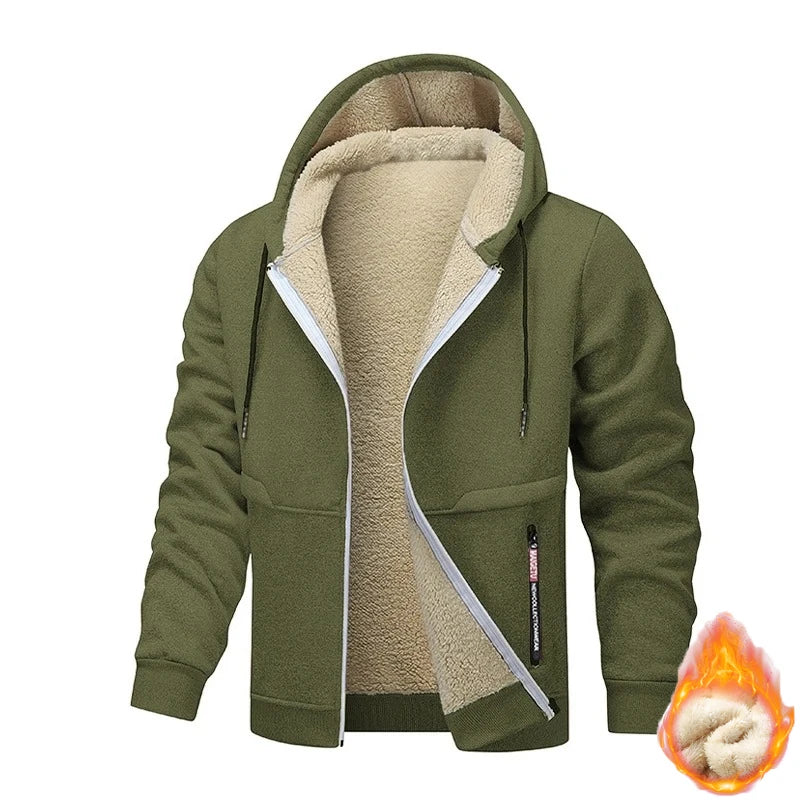 Men's Sherpa Lined Fleece Hoodie - Thick, Heavyweight Zipper Jacket