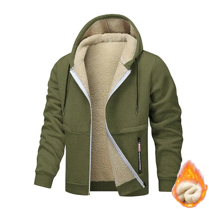 Men's Sherpa Lined Fleece Hoodie - Thick, Heavyweight Zipper Jacket