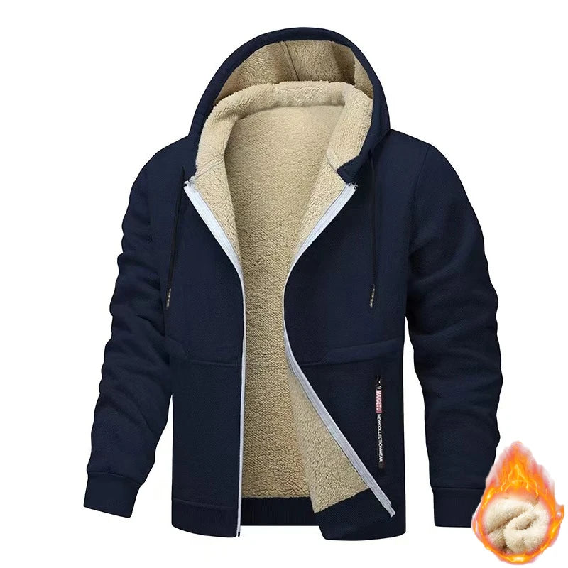 Men's Sherpa Lined Fleece Hoodie - Thick, Heavyweight Zipper Jacket