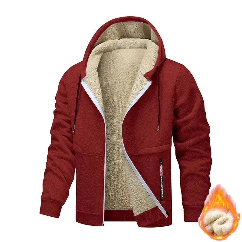 Men's Sherpa Lined Fleece Hoodie - Thick, Heavyweight Zipper Jacket