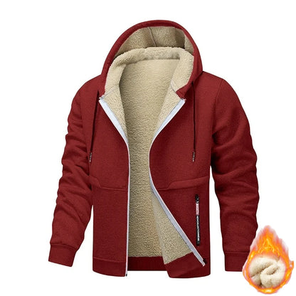 Men's Sherpa Lined Fleece Hoodie - Thick, Heavyweight Zipper Jacket