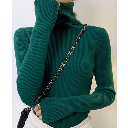 Women's Winter Fall Turtleneck Sweater Knitted Soft Pullovers Cashmere Jumpers Basic Soft Sweaters For Women 2024 Autumn Winter