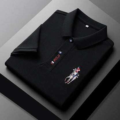 Men's Embroidered Casual Fashion Short Sleeved POLO Shirt Summer Comfortable Top - VaultHaus