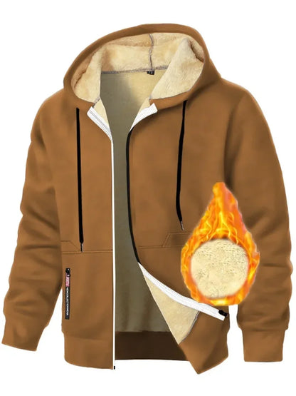 Men's Sherpa Lined Fleece Hoodie - Thick, Heavyweight Zipper Jacket