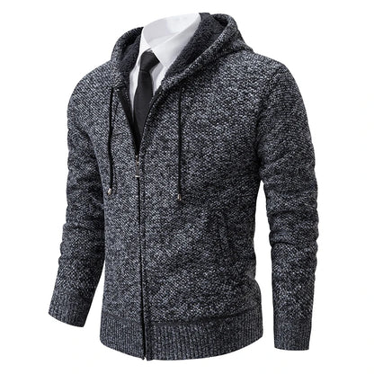 Autumn And Winter New Jersey Men's Casual Sports Coat Solid Colour Stand Collar Sweater Grab Fleece Warm Zipper Cardigan