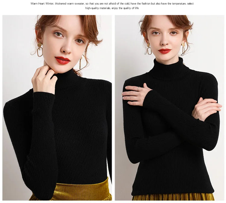 Women's Winter Fall Turtleneck Sweater Knitted Soft Pullovers Cashmere Jumpers Basic Soft Sweaters For Women 2024 Autumn Winter