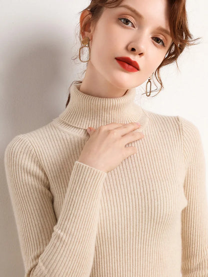 Women's Winter Fall Turtleneck Sweater Knitted Soft Pullovers Cashmere Jumpers Basic Soft Sweaters For Women 2024 Autumn Winter