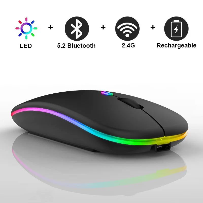 Wireless Mouse Gaming Mouse Backlight USB Compatible RGB Rechargeable Mice Silent Backlit Ergonomic Gaming Mouse for Laptop PC