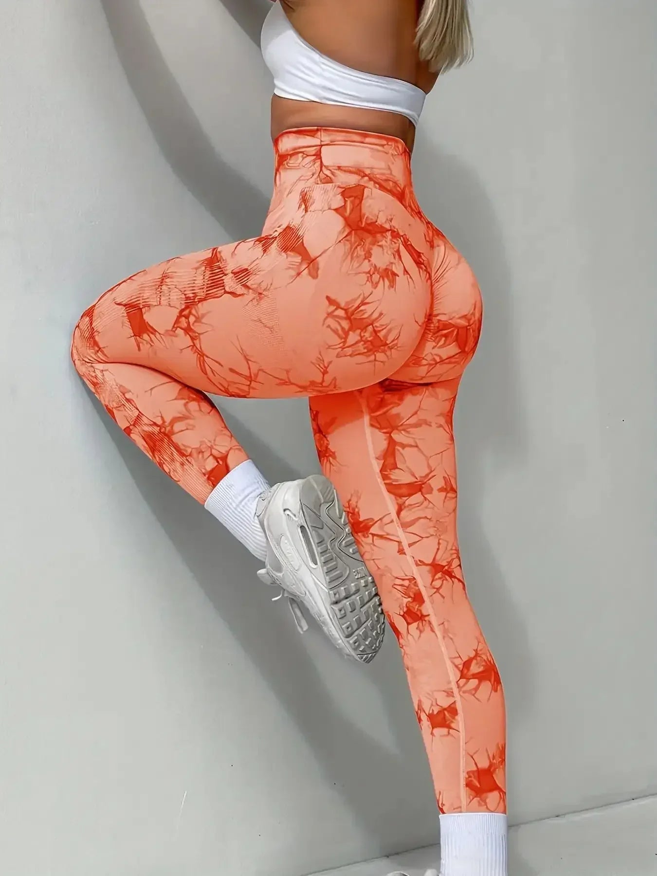 Nahtlose Yoga-Leggings mit Batikmuster für Damen, hohe Taille, Fitness, sexy, modische Leggings, Training, Laufen, Gesäßheben, Radsport-Leggings