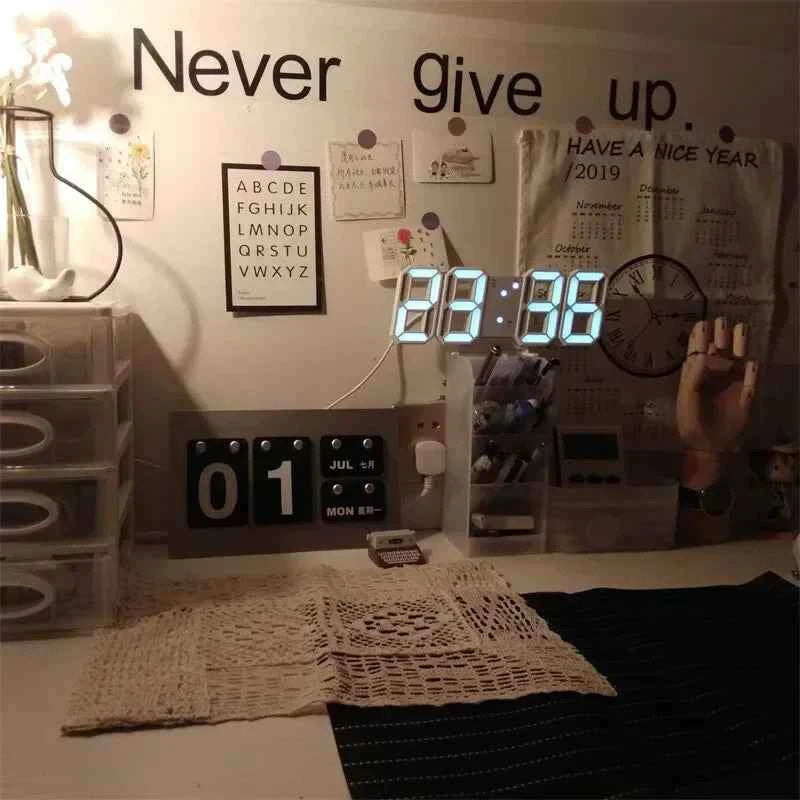 3D LED Digital Wall Clock | Glow Night Mode | Aesthetic Room Decor