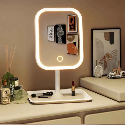 3-Color LED Desktop Vanity Mirror | Touch Control Makeup & Dressing Light