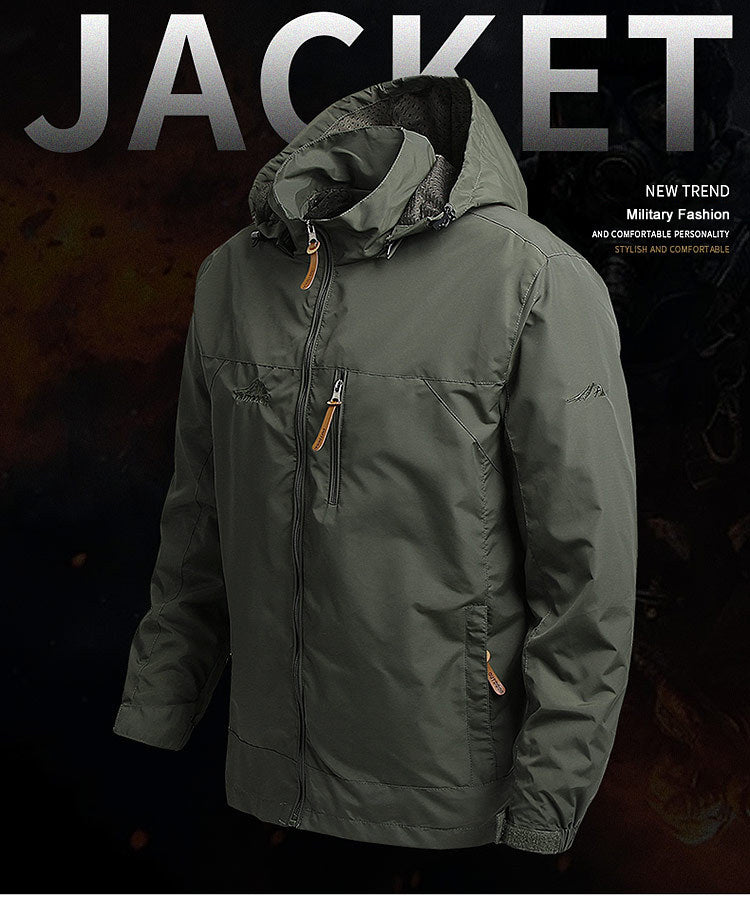 Windbreaker Men Tactical Jacket Waterproof Outdoor Hooded Coat Sports Military European Size S-5XL Field Climbing Thin Outwear