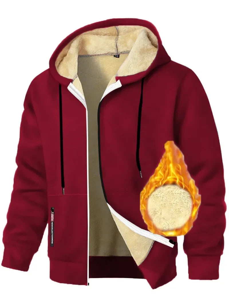 Men's Sherpa Lined Fleece Hoodie - Thick, Heavyweight Zipper Jacket