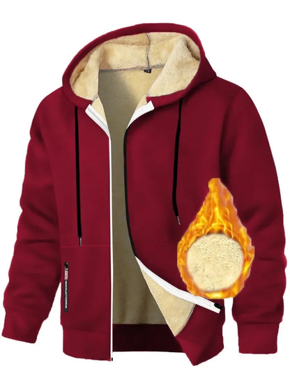 Men's Sherpa Lined Fleece Hoodie - Thick, Heavyweight Zipper Jacket