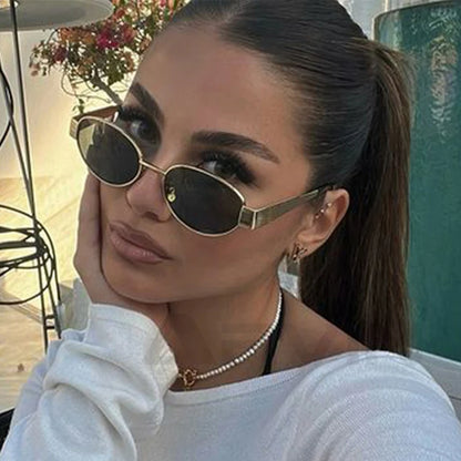 Fashion Oval Sunglasses Women Retro Trend Outdoor Metal Sun Glasses High Quality Classic Men Luxury Brand Eyewear UV400