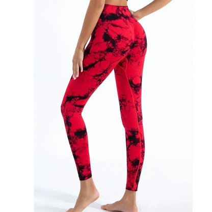 Nahtlose Yoga-Leggings mit Batikmuster für Damen, hohe Taille, Fitness, sexy, modische Leggings, Training, Laufen, Gesäßheben, Radsport-Leggings