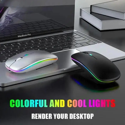 Wireless Mouse Gaming Mouse Backlight USB Compatible RGB Rechargeable Mice Silent Backlit Ergonomic Gaming Mouse for Laptop PC