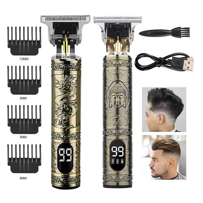 Electric Pusher T9 LCD Electric Hair Clipper Oil Shaving Head Carving Electric Shaver Rechargeble Hair Trimmer for Men Care