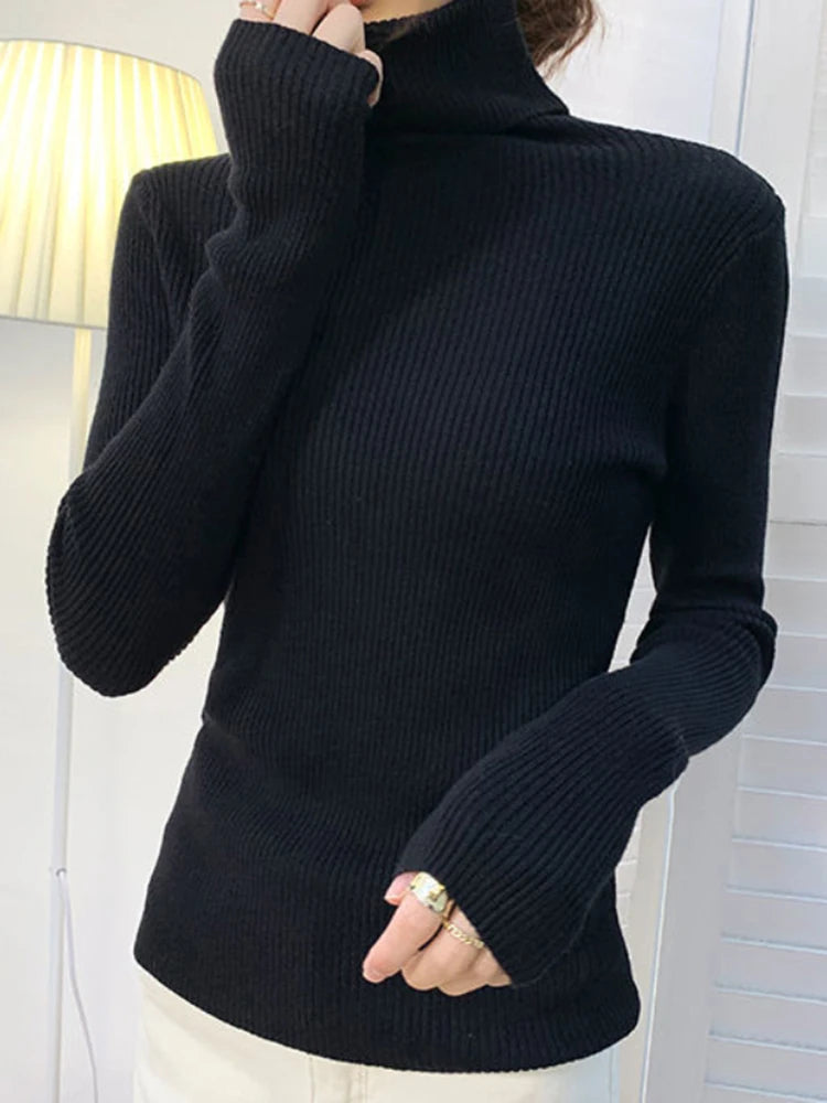 Women's Winter Fall Turtleneck Sweater Knitted Soft Pullovers Cashmere Jumpers Basic Soft Sweaters For Women 2024 Autumn Winter