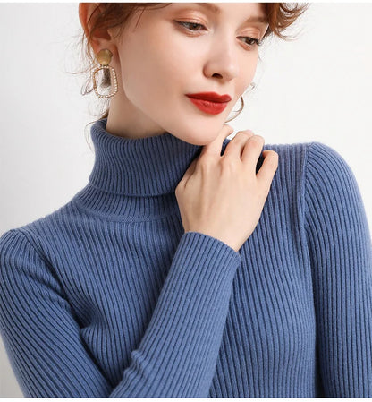 Women's Winter Fall Turtleneck Sweater Knitted Soft Pullovers Cashmere Jumpers Basic Soft Sweaters For Women 2024 Autumn Winter