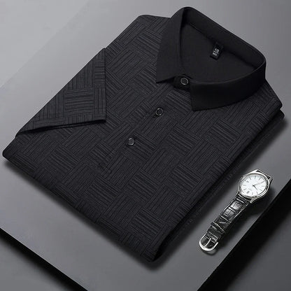 2025 Men's New Printed Business Casual Short sleeved POLO Shirt Fashion Short sleeved Comfortable and Breathable Top - VaultHaus