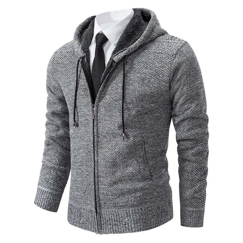 Autumn And Winter New Jersey Men's Casual Sports Coat Solid Colour Stand Collar Sweater Grab Fleece Warm Zipper Cardigan